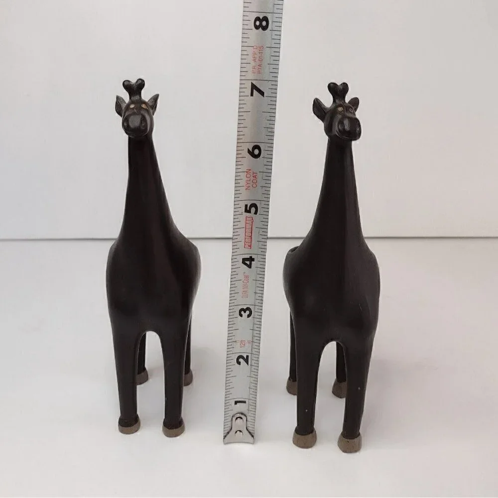 Set Of Brown Resin Giraffe Tealight Candle Holders Africa African Safari